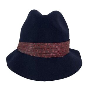 hatattack Women's Black Fedora 100% Wool‎ Felt Hat Red Ribbon Band Classic OSFM